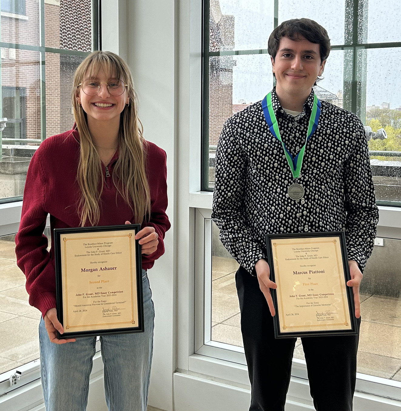 John F. Grant, MD Essay Competition winners pose with their certificates